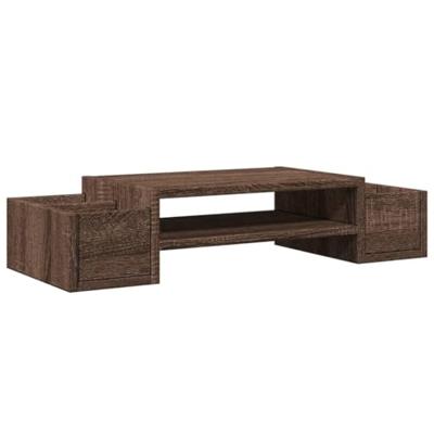Monitorstandaard met opbergruimte 70x27x15 cm hout bruin eiken Monitorstandaard met opbergruimte 70x27x15 cm hout bruin eiken