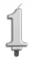 Kaars 1 jaar zilverkleurig luxe - thumbnail