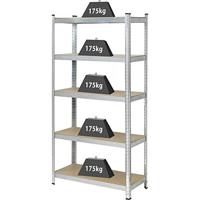 TOOLCRAFT TO-7863108 Stellingkast (extra stevig) 175 kg (b x h x d) 90 x 1.8 x 40 cm Metaal, MDF Galvanisch veredeld Verzinkt, Zilver - thumbnail