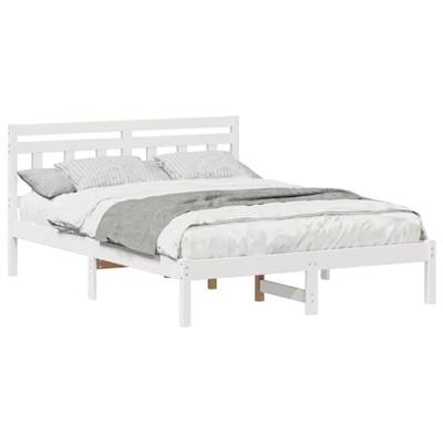 Bedframe met hoofdeinde Wit 120 x 190 cm Grenenhout
