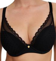 - Beugel Plunge BH - Norah Chic - Kanten beugel bh met goede ondersteuning - Stevige zwarte bh met uitneembare pads - Decollete bh - thumbnail