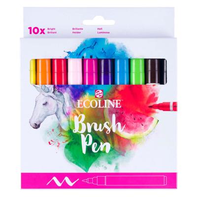 Bruynzeel Ecoline brush pen set helder, 10 kleuren