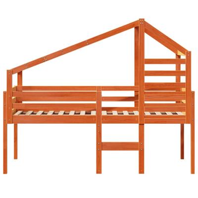 Hoogslaper met dak massief grenenhout wasbruin 75x190 cm - thumbnail