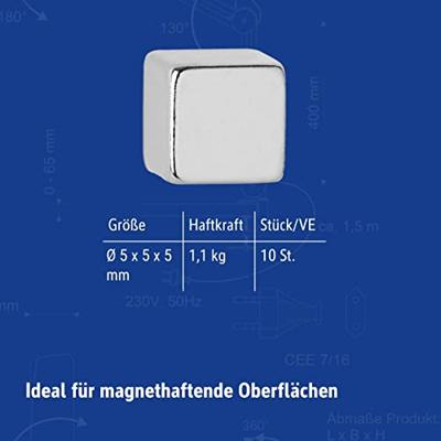 Magneet MAUL Neodymium kubus 5x5x5mm 1.1kg 10 stuks Magneet MAUL Neodymium kubus 5x5x5mm 1.1kg 10 stuks