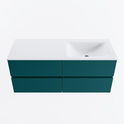 MONDIAZ VICA 120cm badmeubel onderkast Smag 4 lades. Wastafel CLOUD rechts 1 kraangat, kleur Talc.