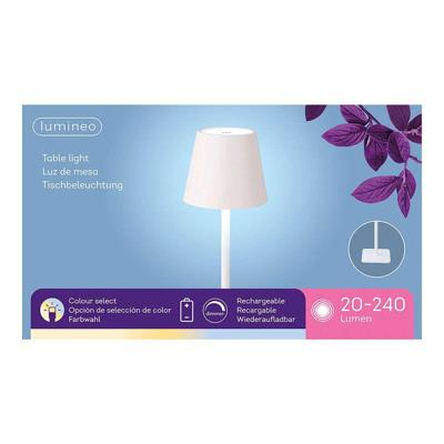 Ledtafellamp Lumineo 894378 Wit Metaal 37 cm Herlaadbaar