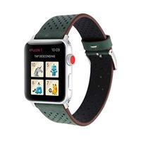 Dot Pattern Leren bandje - Donker groen - Geschikt voor Apple Watch 38mm / 40mm / 41mm / 42mm - thumbnail