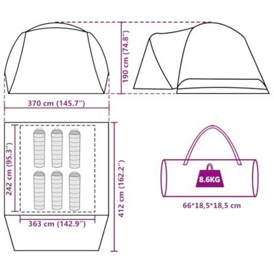 Gezinstent met luifel 6-persoons waterdicht grijs en oranje