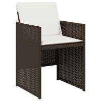 Tuinstoelen 4 st met kussens poly rattan bruin - thumbnail