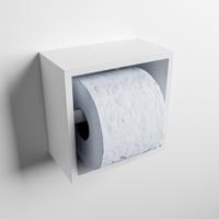 MONDIAZ Easy Toiletrolhouder CUBE 160 solid surface 16x8,6cm kleur Talc. Geschikt voor op en inbouw. - thumbnail