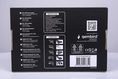 Gembird CCC-PSU80P-BBP-600 power supply unit 600 W 24-pin ATX ATX Zwart - thumbnail