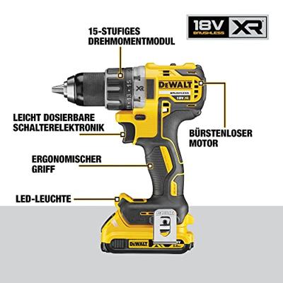 DeWalt DCD791D2 18V XR BL Schroef/boormachine 2.0Ah - DCD791D2-QW - thumbnail