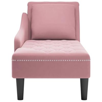 Chaise longue met kussen en rechterarmleuning fluweel roze Chaise longue met kussen en rechterarmleuning fluweel roze