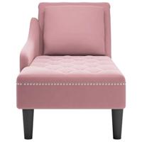 Chaise longue met kussen en rechterarmleuning fluweel roze - thumbnail