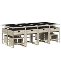 13-delige Tuinset met kussens poly rattan lichtgrijs - thumbnail