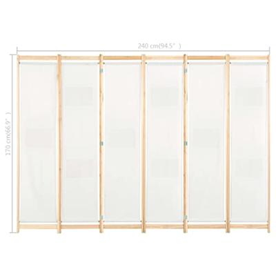VidaXL Kamerscherm met 6 panelen 240x170x4 cm stof crème