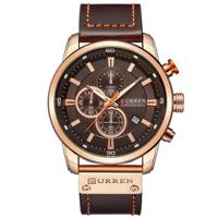 CURREN M8291 Chronograph horloges casual lederen horloge voor mannen (Rose geval koffie gezicht) - thumbnail