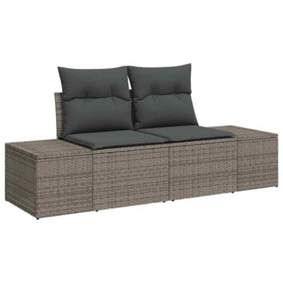 Tuinbankenset met opslag 6 pcs Grijs poly rattan