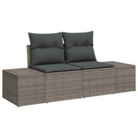 Tuinbankenset met kussen 14 pcs Grijs poly rattan - thumbnail