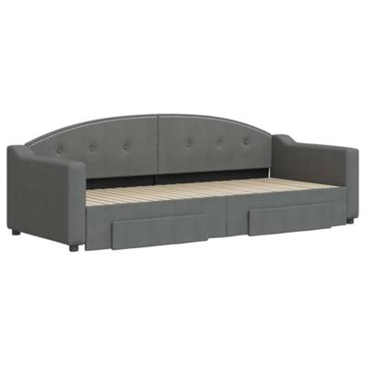 Slaapbank onderschuifbed en lades 80x200 cm stof donkergrijs