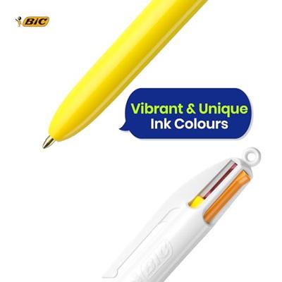Bic Colours Sun 4-kleurenbalpen, medium, fashion inktkleuren, lichaam geel