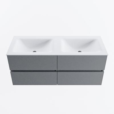 MONDIAZ VICA 120cm badmeubel onderkast Plata 4 lades. Wastafel CLOUD dubbel 2 kraangaten, kleur Talc.