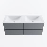 MONDIAZ VICA 120cm badmeubel onderkast Plata 4 lades. Wastafel CLOUD dubbel 2 kraangaten, kleur Talc. - thumbnail