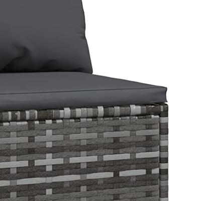 Tuinmiddenbank met kussens poly rattan grijs - thumbnail