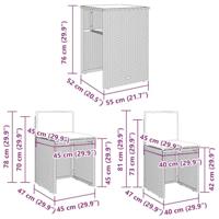 3-delige Bistroset met kussens poly rattan beige - thumbnail