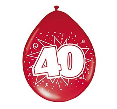 Ballonnen 40 Jaar Jubileum Robijn Rood - 8 Stuks