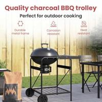 VidaXL Buiten grill met wiel zwart 91 x 71 x 107 cm metaal - thumbnail