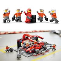 LEGO CITY F1 pitstop en pitcrew met Ferrari auto 60443 - thumbnail