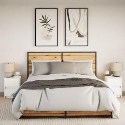 Nachtkastjes met LED-verlichting 2 st bewerkt hout wit Nachtkastjes met LED-verlichting 2 st bewerkt hout wit