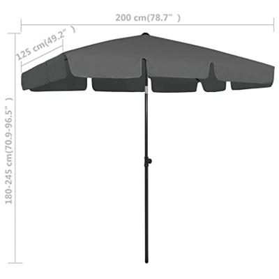 VidaXL Strandparasol 200x125 cm antracietkleurig