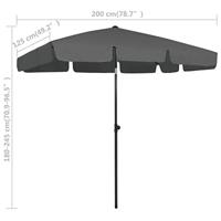 VidaXL Strandparasol 200x125 cm antracietkleurig - thumbnail