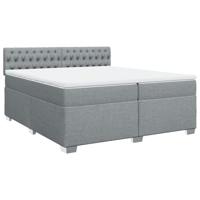 Boxspring met matras stof lichtgrijs 200x200 cm - thumbnail