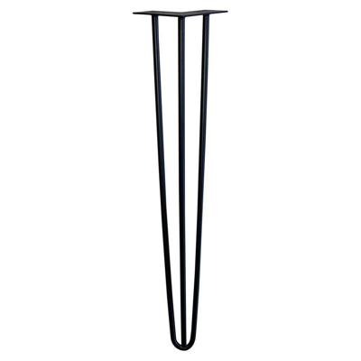 Set zwarte massieve 3-punt hairpin tafelpoot 71 cm (set van 4 stuks)