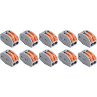 Lasklem Set 10 Stuks - 2 Polig met Klemmetjes - Grijs/Oranje - thumbnail