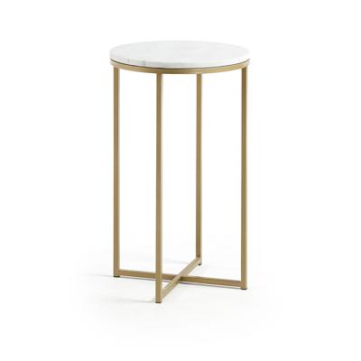 Kave Home Ronde Bijzettafel 'Sheffield' Wit marmer / goud, Ø43cm Kave Home Ronde Bijzettafel 'Sheffield' Wit marmer / goud, Ø43cm