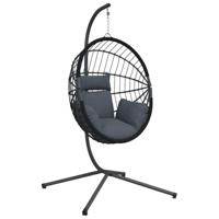 Hangstoel met standaard rattan en staal antracietkleurig - thumbnail