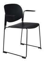 ZILT Eetkamerstoel 'Simon' met armleuning, kleur Zwart - thumbnail