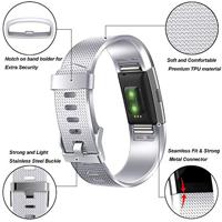 Fitbit Charge 2 sportbandje - Maat: Large - Zilver - thumbnail