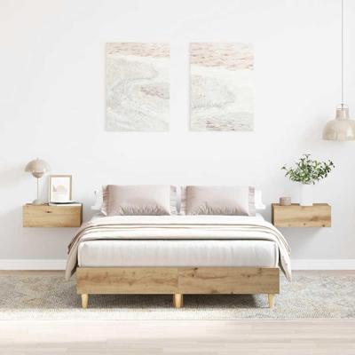 Bedframe zonder matras spaanplaat artisanaal eikenkleurig