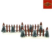 Kerstfiguur houten hekjes met groene boom 15x4,5x16 cm Luville - Luville - thumbnail