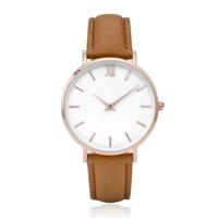 LGT JWLS Dameshorloge met Echt Leren Band - Metalen Behuizing in Roségoud, Kleur Band: Bruin - thumbnail