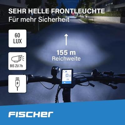 FISCHER FAHRRAD TWIN-60/30/15 Fietsverlichtingsset LED Zwart