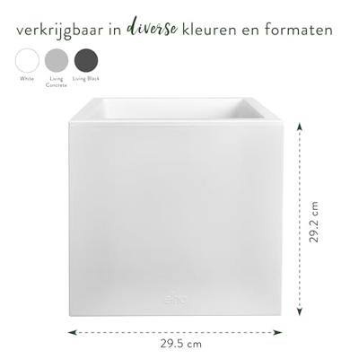 Elho Vivo Next Square 30 Bloembak - Wit - Ø 30 x H 29 cm - binnen/buiten - 100% gerecycled