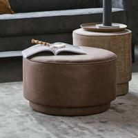 vtwonen Ronde Poef 'Coffee' Eco-leer 60cm, kleur Warm Bruin - thumbnail