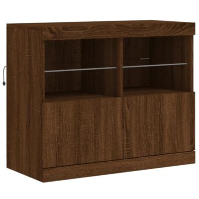 Dressoir met LED-verlichting 81x37x67 cm bruineikenkleurig