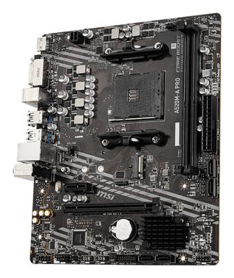 MSI a520m-a pro socket am4 moederbord (zwart/grijs, raid, gb-lan, sound, µatx)